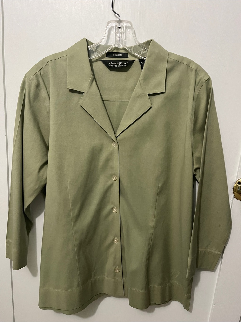 Eddie Bauer Light Olive Green Casual Button-Down Shirt